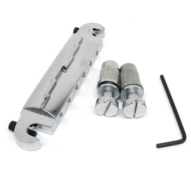 Electric Guitar Bridge All-In-One Bridge Tailpiece Guitar Roller Saddle Bridge,for LP Electric Guitar: Silver