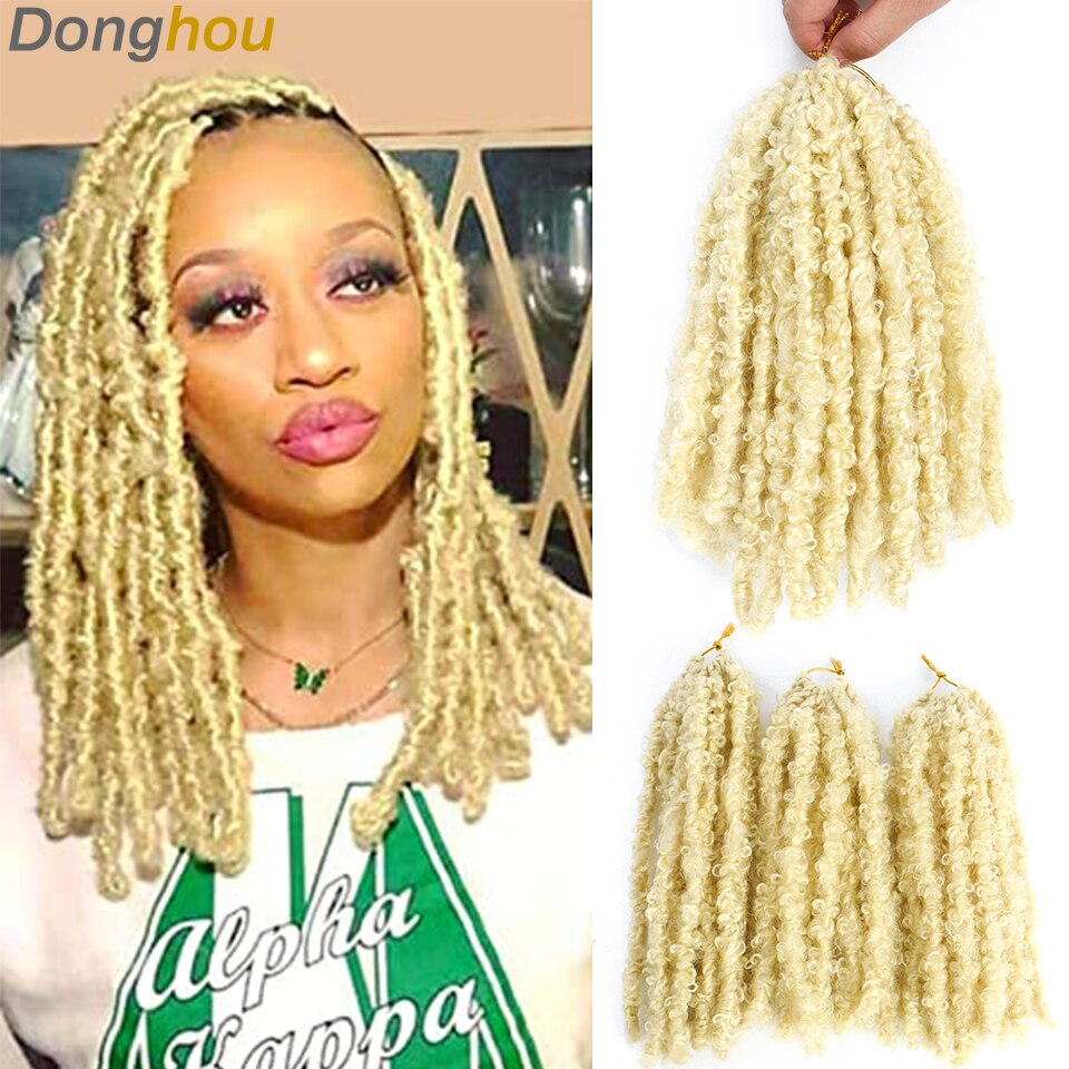 12 inches Real Butterfly Locs Bob Crochet Hair Naturel 613 Blonde 30 27 Bug Colored Ombre Butterfly Distressed Locs Crochet Hair: 613 Color / 2Pcs/Lot