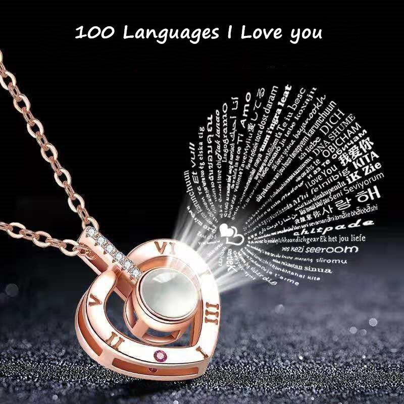 Valentines Voor Vrouwen 100 Talen I Love U Projectie Hanger Ketting Romantische Liefde Geheugen Huwelijksgeschenken Voor Gasten