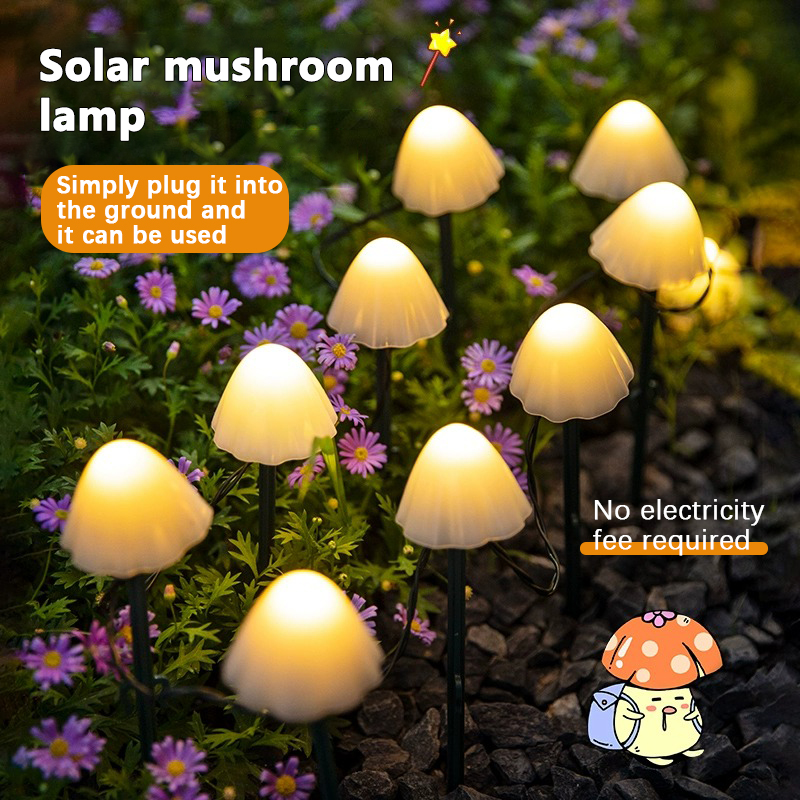 Lámpara LED solar para césped con forma de seta, impermeable, para exteriores, 8 modos, camino de hadas, paisaje, patio, terraza, jardín, cadena de luces decorativas