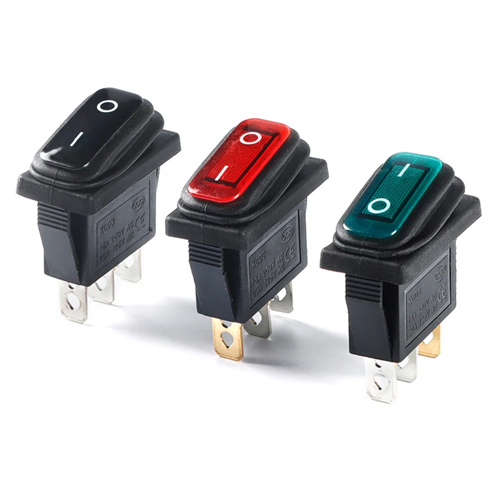 Interruptores de encendido y apagado para coche, dispositivo de 2/3 Pines, impermeable, balancín marino, LED, botón pulsador, KCD3