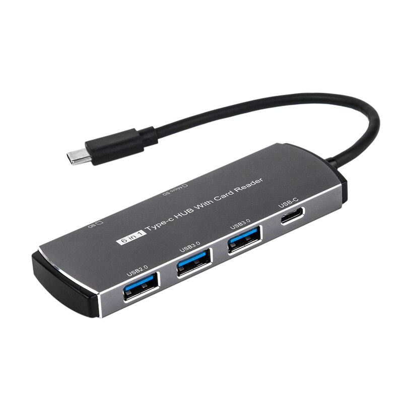 6 In 1 Type C Hub Extender Docking Station Usb Multifunctionele Type-C Hub Hub Geschikt Voor Pc Laptop