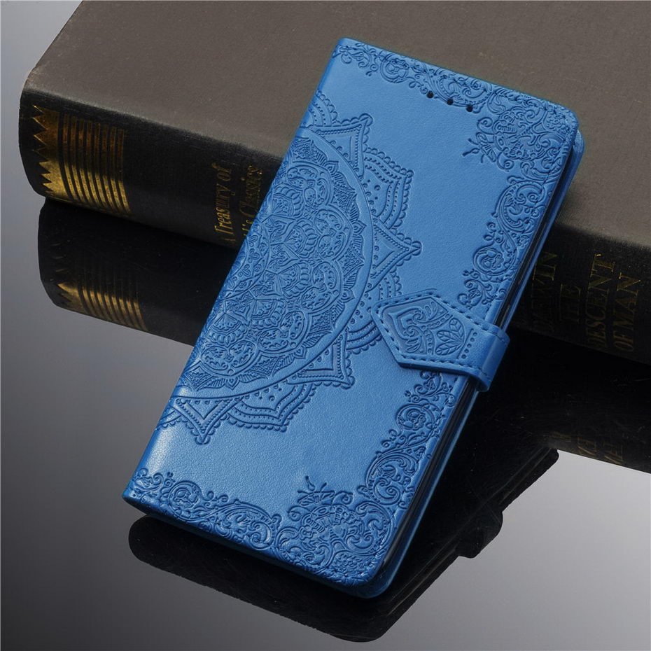 Redmi 9 Case Soft TPU Wallet Flip Cover Phone Case For Xiaomi Redmi 9 Case Leather Phone Case Coque For Xiaomi Redmi 9 Funda: Blue