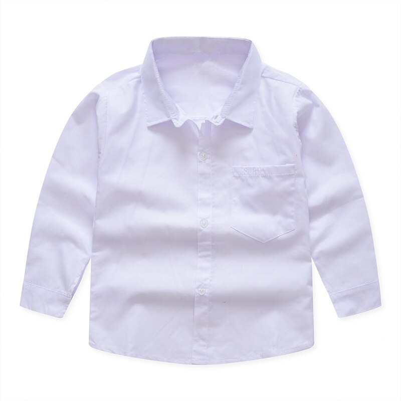 Lav pris casual drenge skjorter bomuld piger bluse solide lommer camisa infantil til 4-13 år hvide skoleskjorter: 10