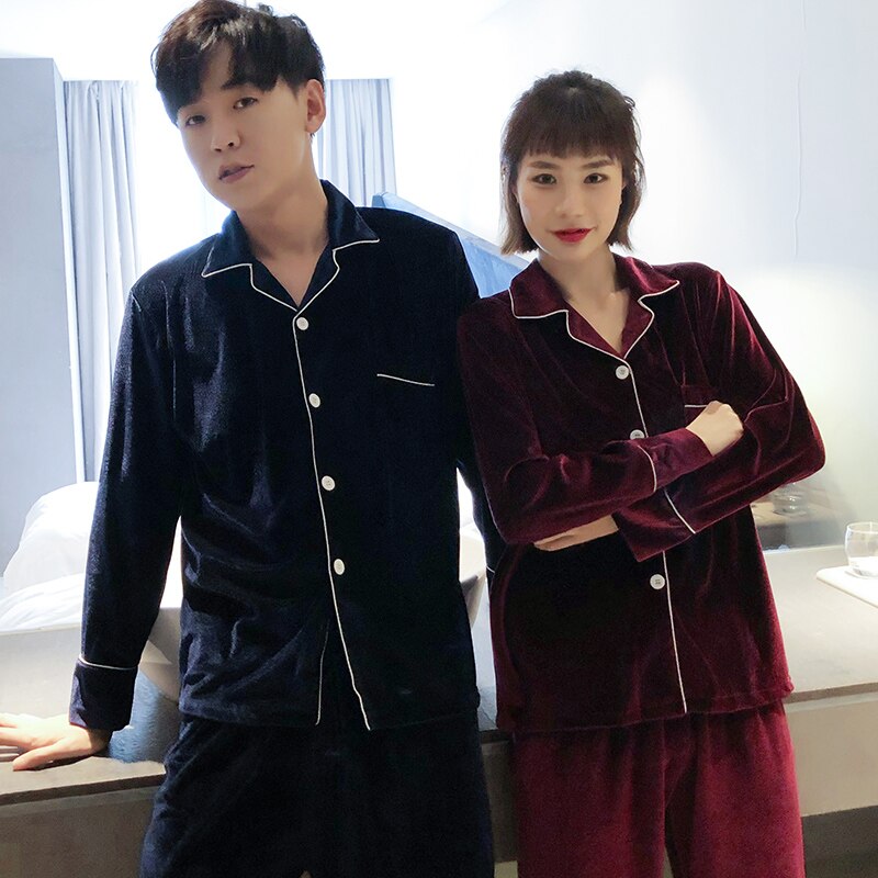 Couples Pajamas Set For Women Men Long Sleeve Sleepwear Pyjamas Suit Home Clothing His-and-hers Clothes Pijamas