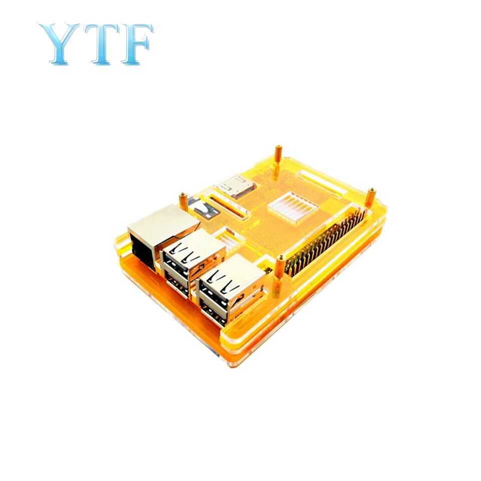 Coque raspberry  pi 3 b+  plus génération, coque 5 couches, couleur jaune, noir, bleu, orange, rouge, envoi avec dissipateur thermique