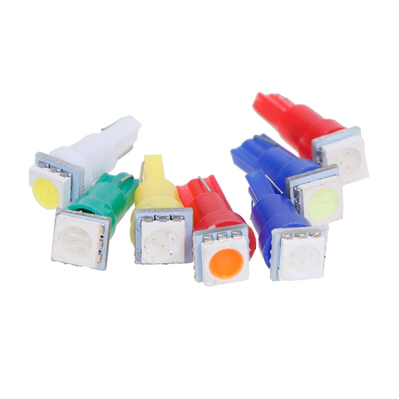 Bombillas de luz LED para salpicadero de coche, lámpara de calibre de 12V CC, T5 5050, 10 piezas