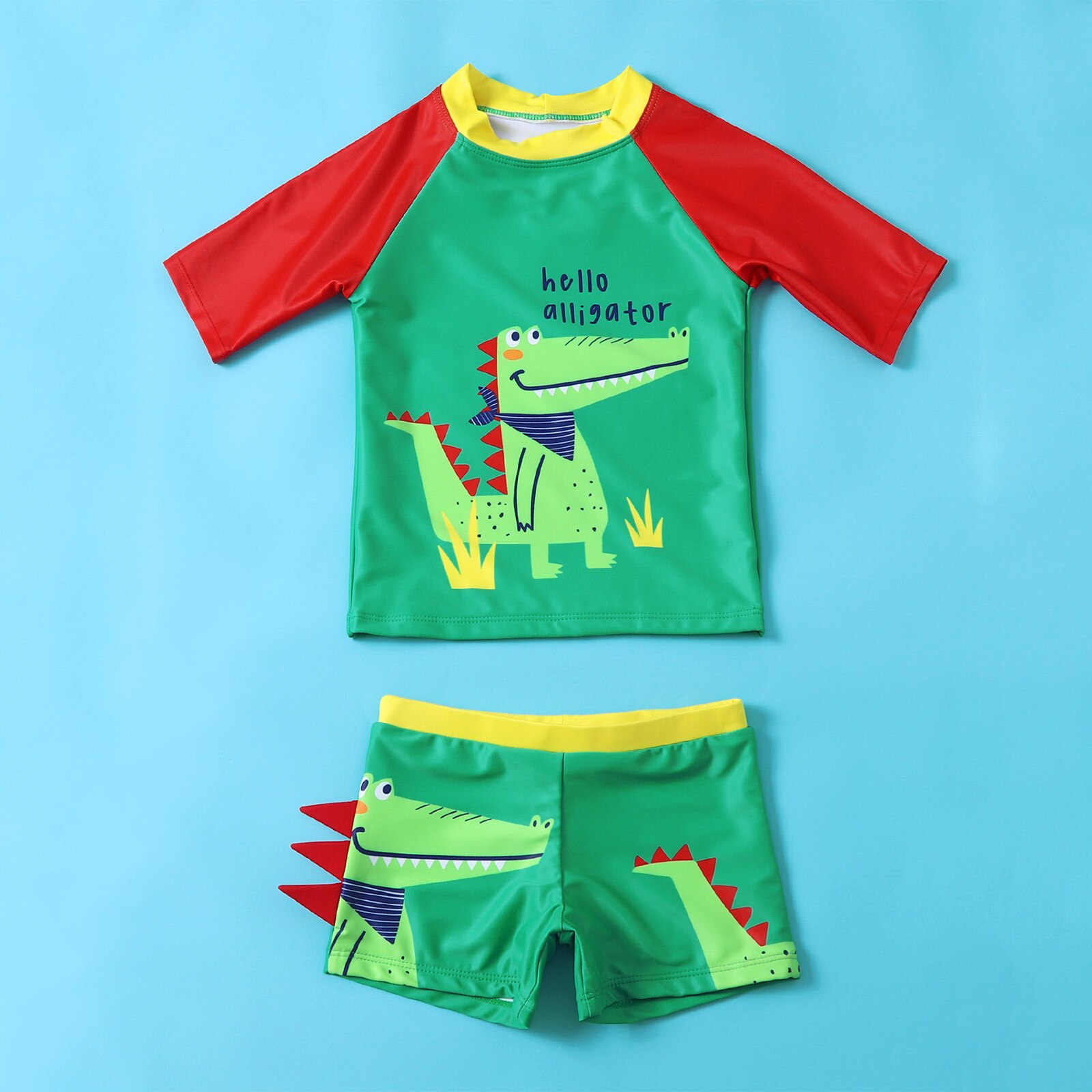 Peuter Kids Baby Jongens Cartoon Brief Stiksels Afdrukken Patchwork Badmode Badpak Zomer Outfits Sets Kostium Kapielowy