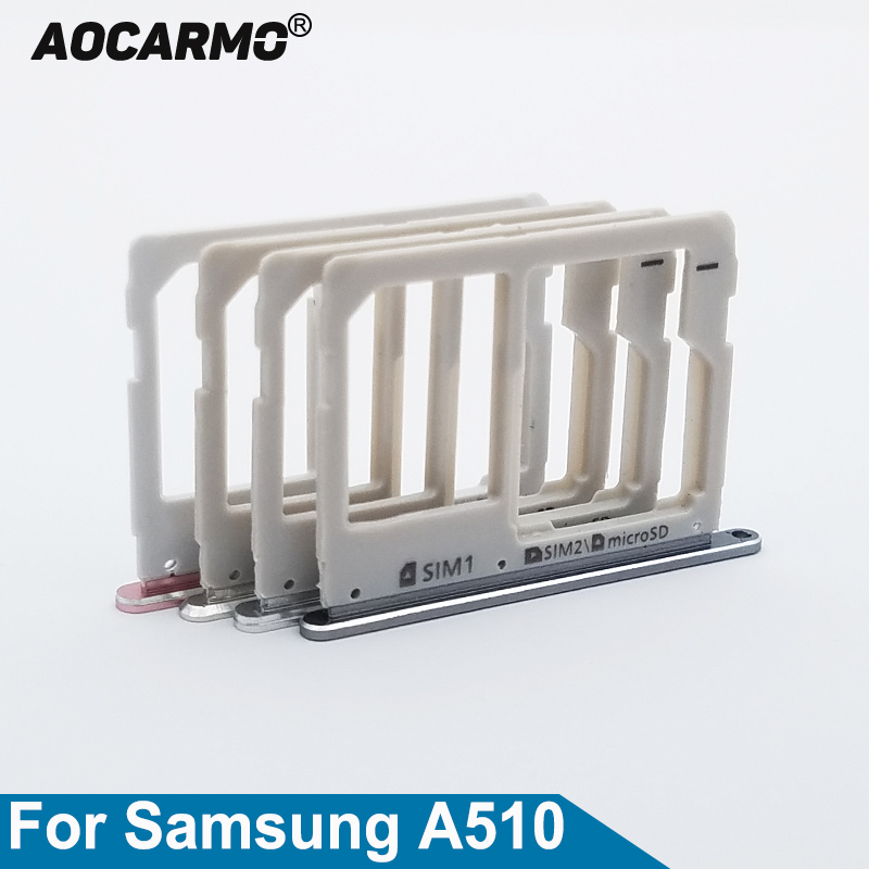 Aocarmo Metal Nano SIM Tray MicroSD SD Card Slot Voor Samsung A5 ) a510 A510F Dual Goud/Zilver/Grijs/Roze