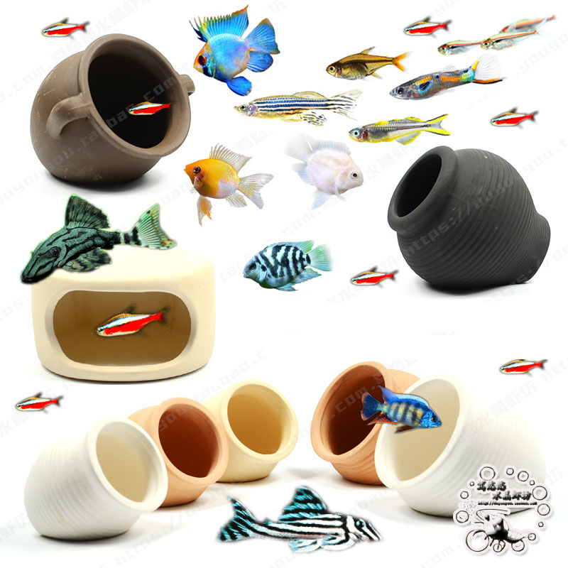 Bocal en Céramique pour Poissons, Décoration Précieuse d'Aquarium, Abri de Diversification pour Amano, ShriAJCichlid, Bonsaï, Élevage de Poissons, Aide à Cacher