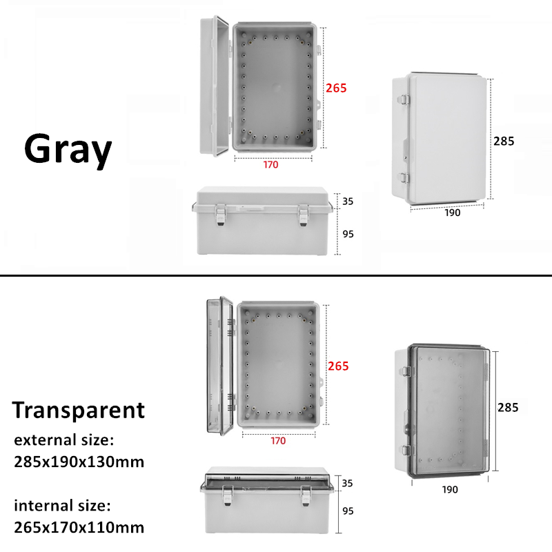IP67 Waterproof Gray/Transparent Cover Enclosure Junction Box ABS Plastic Outdoor Electronic Instrument Hinge Case Fast