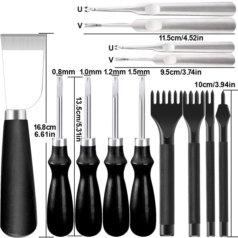 LMDZ Leather Craft Tools Set Hole Punch Leather Edge Beveler Skiving Cutting Knife Slotter Leather Cutting Suit for Leather Work