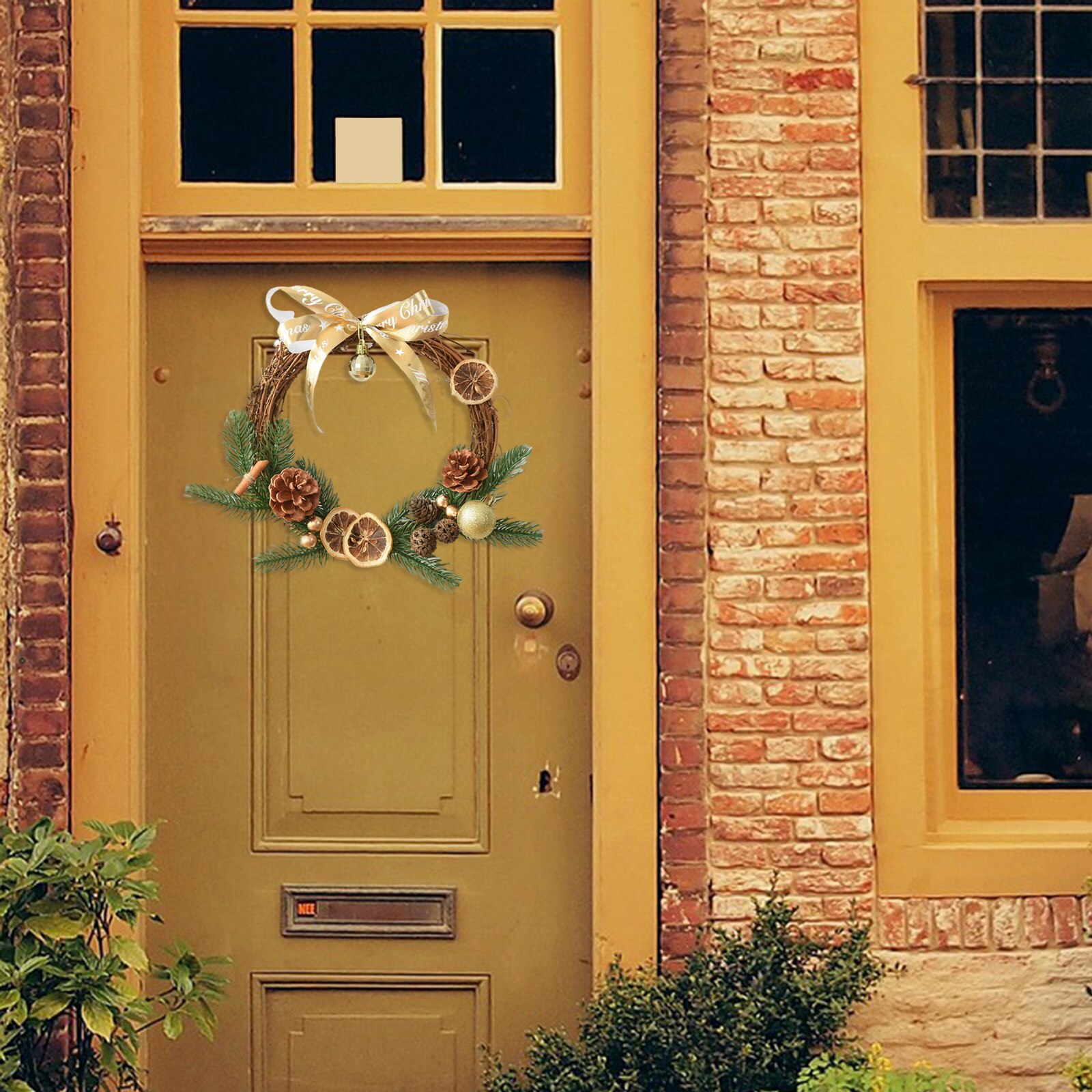 Kerst Krans Lint Grenen Takje Voordeur Raam Muur Opknoping Ornament