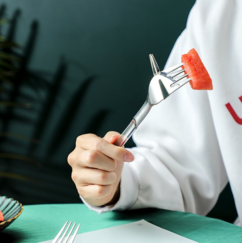 Watermelon Slicer Cut Melon Tool Stainless Steel 2In1 Watermelon Fork Fruit Slicer Melon Fruit Cutting Kitchen Accessories