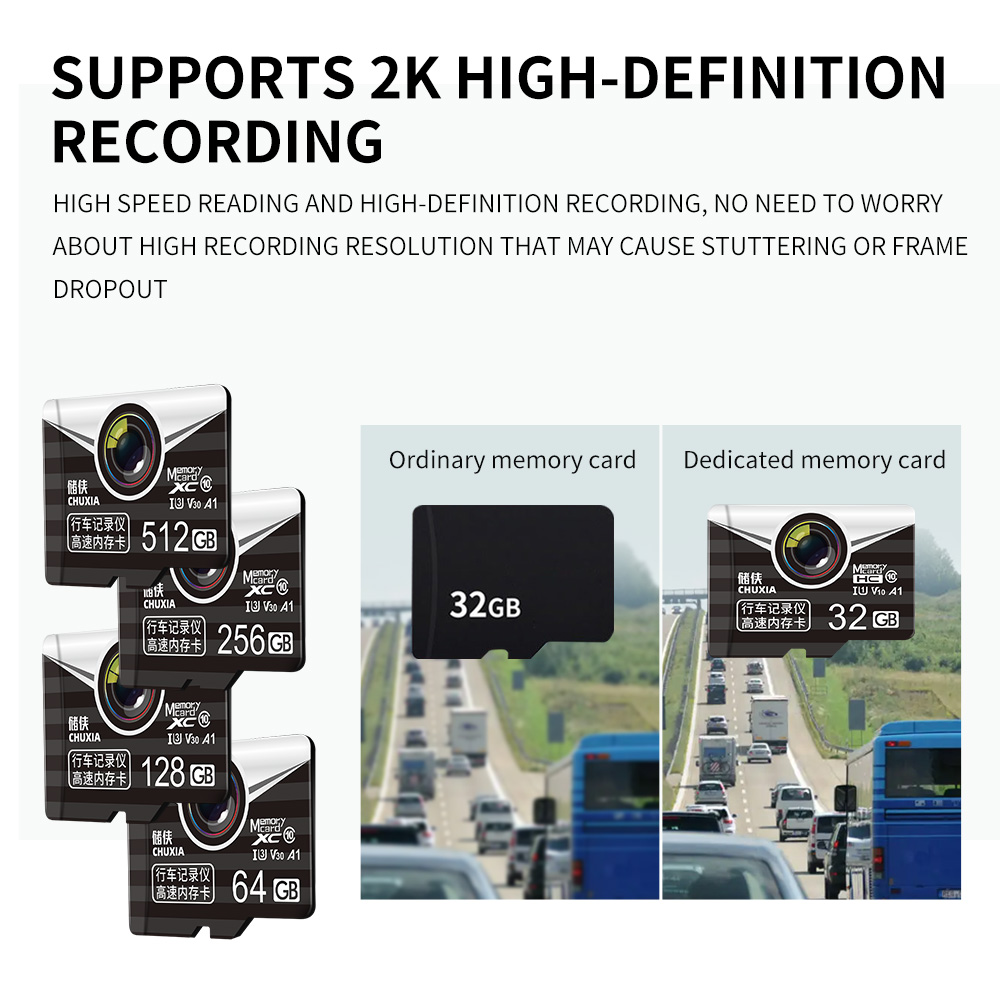 Nowa karta pamięci Flash SD 256 GB Class10 Micro TF A1 V30 Szybkie karty TF Flash 512 GB do telefonu komórkowego/kamery monitorującej