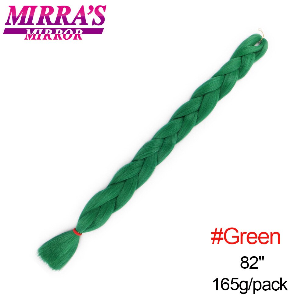 Mirra's Mirror – Extensions de tresses synthétiques Jumbo, 82 pouces, tresses Afro colorées rose bleu gris noir: green