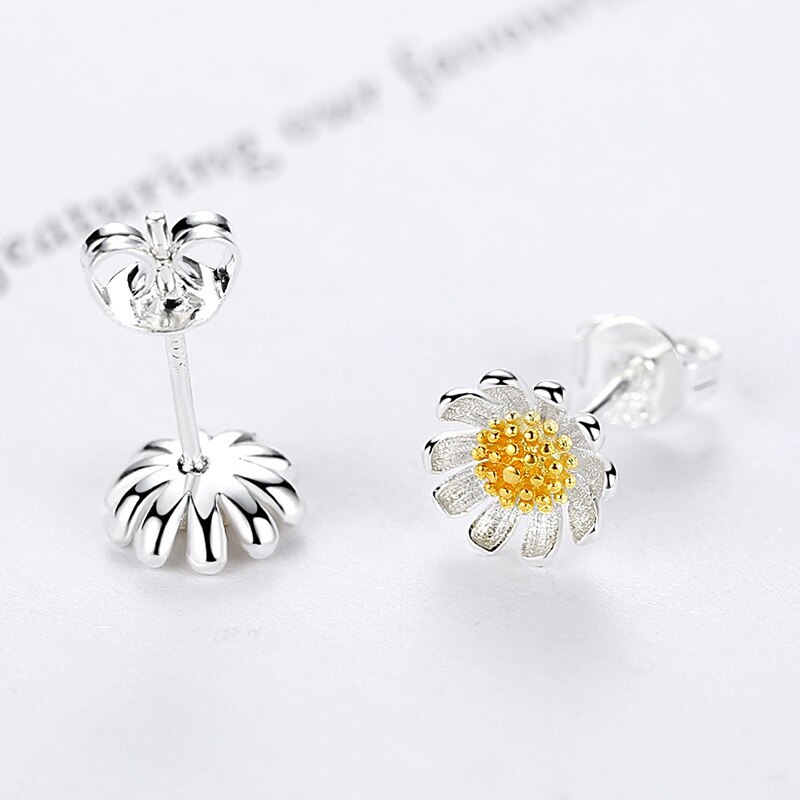 Cherry Bloesems Bloem Kristallen Oorbellen Voor Vrouwen Zilver Kleur Daisy Oorstekers Sieraden Kerstdag