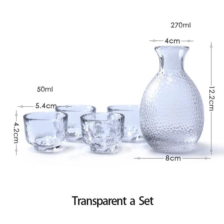 Japansk sake set flagon sprit sprit koppar sake gryta kristall dricksglas vinflaska koppar set barware kök: 1 flaska 4 koppar klar