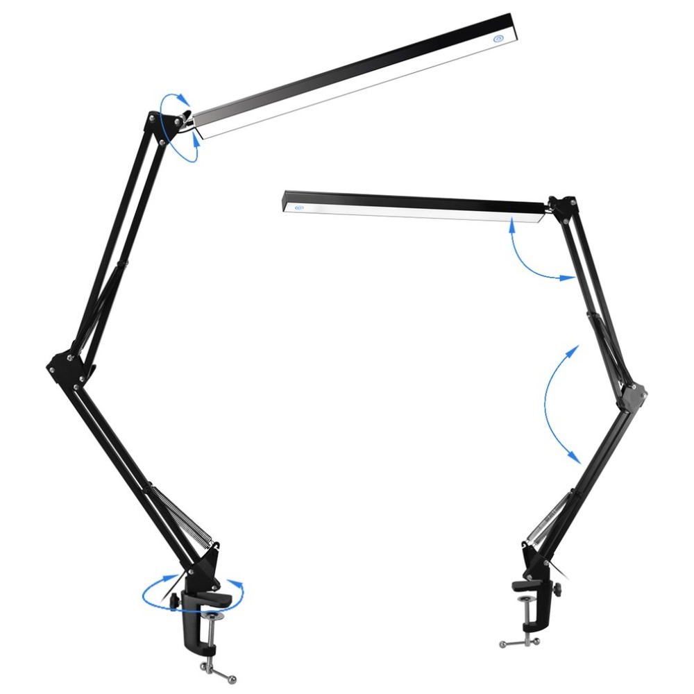 Aluminium Legierung Klapp Clip-auf USB LED Tisch Lampe Lange Arm Steuerung Dimmbare Schreibtisch Lampe Augenschutz Tisch Licht