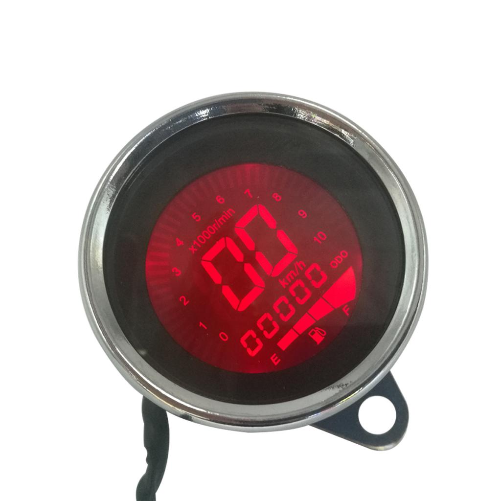 Universal Digital Motorcycle LCD Screen Speedometer Odometer Techometer Fuel Gauge, 7 Color Backlight