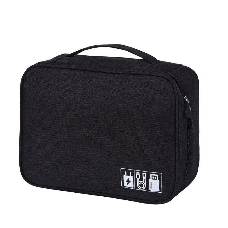 Sac de rangement de câbles de voyage, sac de rangement numérique multifonction, organisateur de gadgets, pochette numérique, sac de rangement de câbles de données d&#39;ordinateur: Black