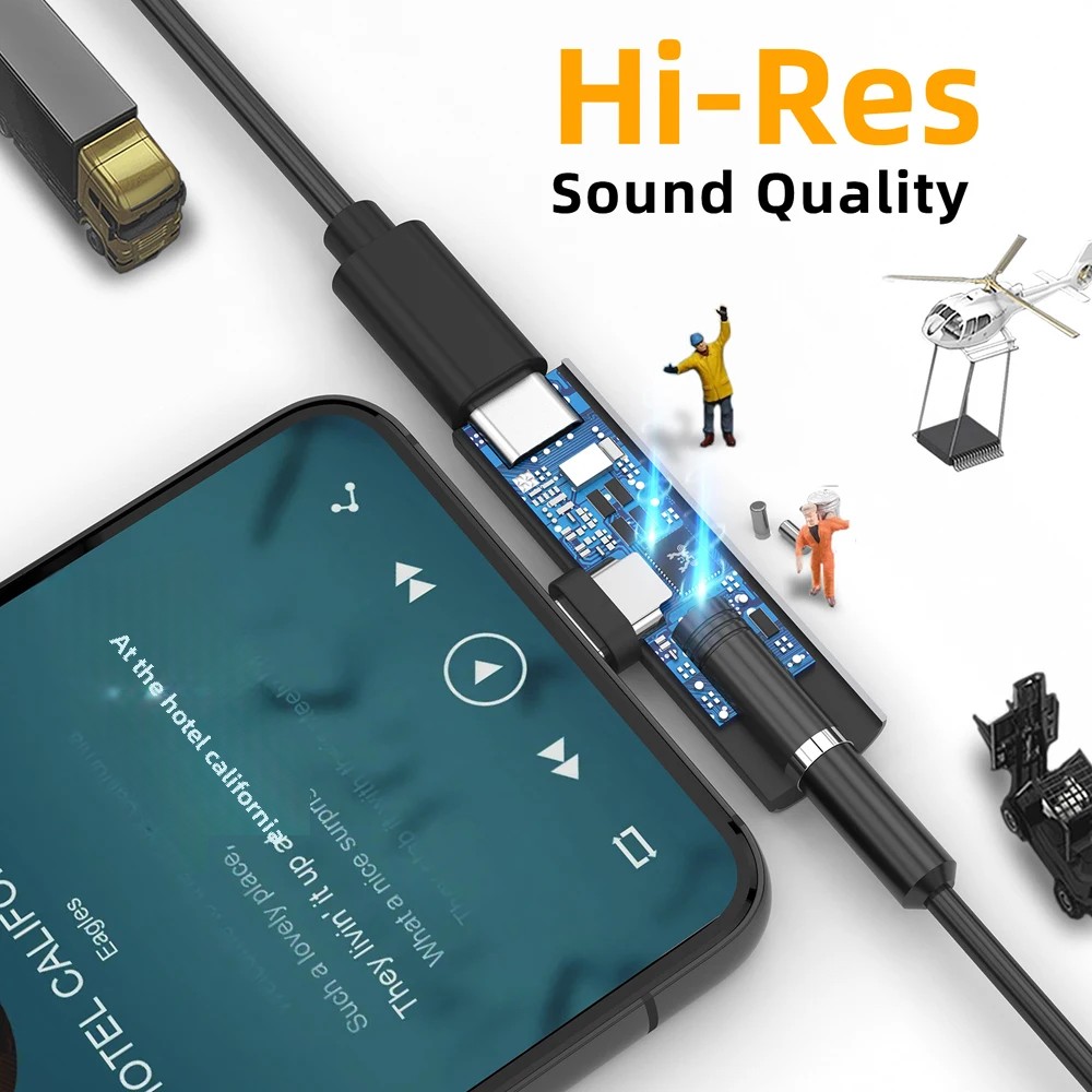 2 w 1 Adapter USB C na 3,5 MM Jack Słuchawki Audio Adapter PD 30W Szybkie ładowanie Typ C 3,5 mm Aux Hi-Res Konwerter do iPada Pro Air Samsung