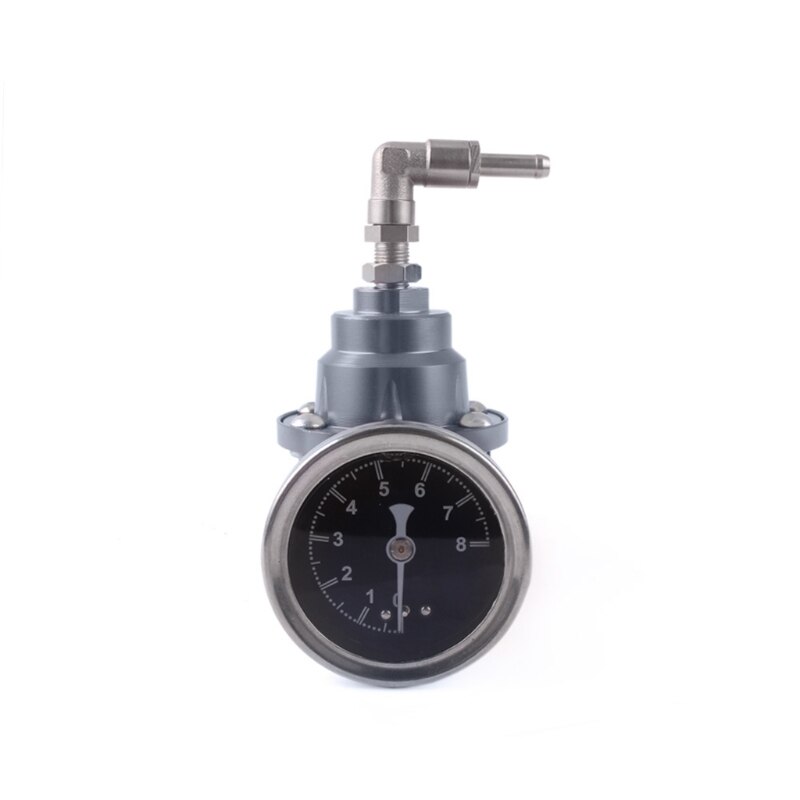 Fuel Pressure Regulator with Gauge Meter Booster Adjustable Universal Fittings .: Gray
