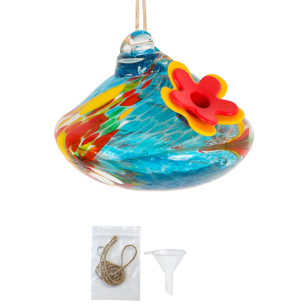 Durable Droplet Shaped Hummingbird Feeder Hanging Glass Ball Bird Automatic Feeder Practical Bird Drinking Fountain For Window: black
