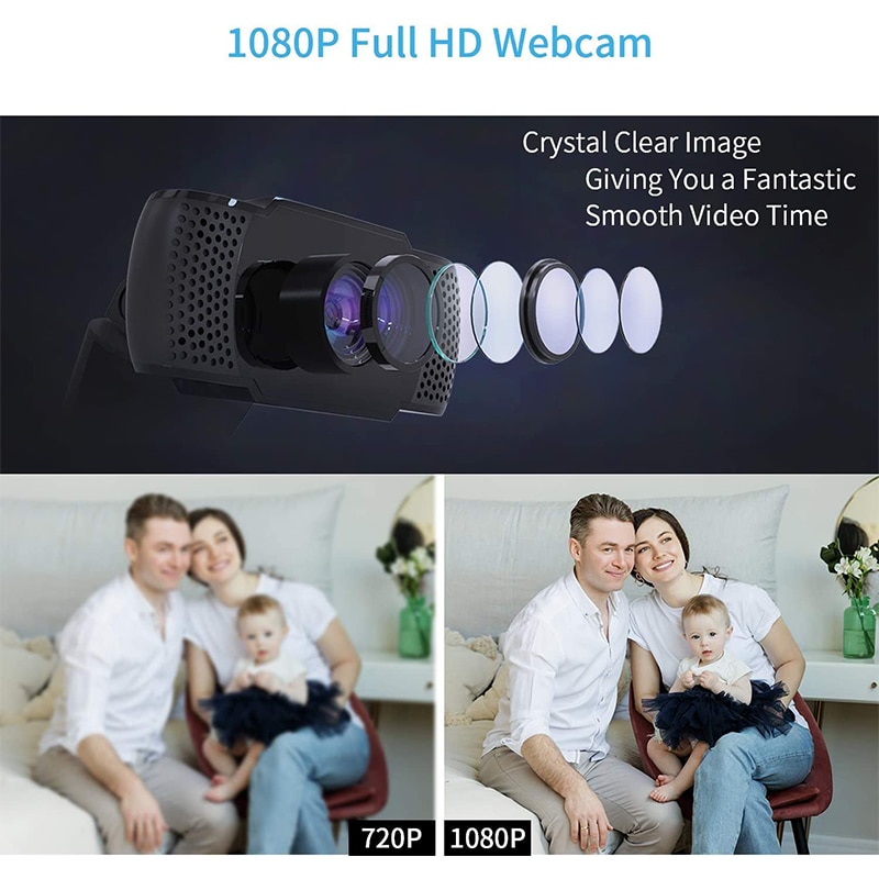 1080P Webcam with Microphone, Wansview USB 2.0 Desktop Laptop Computer Web Camera with Auto Light Correction