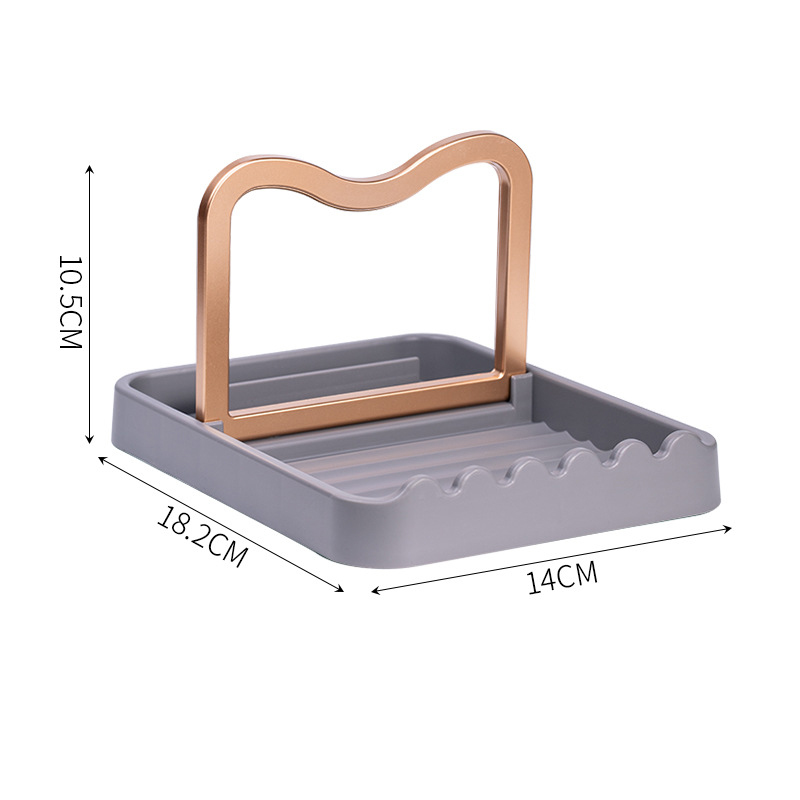 Support de couvercle de Pot de bureau de cuisine, support de couvercle de Pot multifonctionnel pliable, support de rangement de spatule, repose-couvercle de Pot, organisateur de cuisine: Gris clair