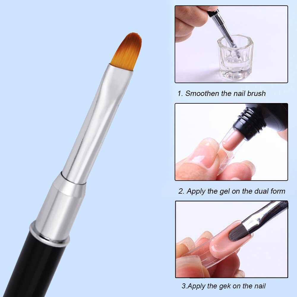 TP Double-end Nail Art Gel Polish Brush Stick Nylon Kolinsky Hair Acrylic UV Gel Extensions Apply Slice Spatula Manicure Tool