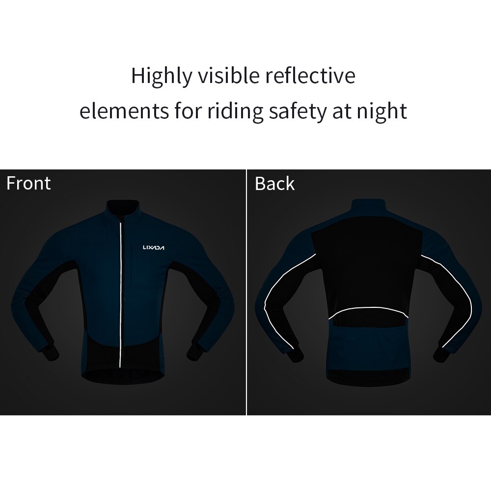 Men Winter Cycling Jacket Thermal Windproof Waterproof MTB Bike Jacket Sports Softshell Coat Bicycle Clothing Reflective Jacket