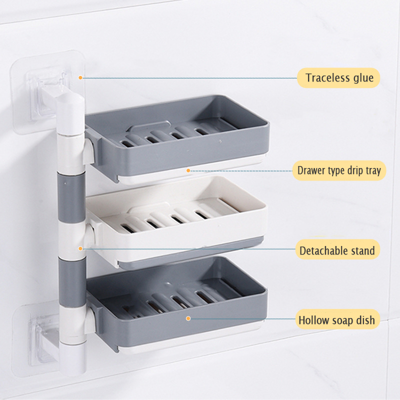 Zeepbakje Voor Badkamer Douche Zeephouder Wall Mounted Keuken Plank Organizer Producten Moderne Inrichting Zonder Boren