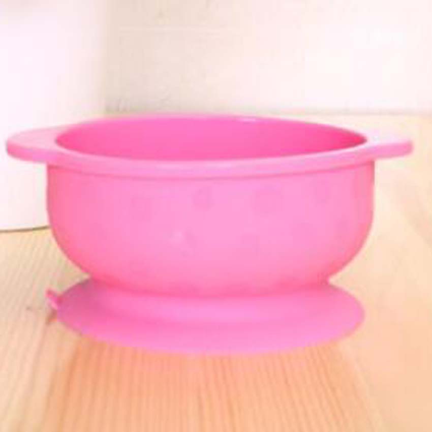 Baby zuigkom snackbakjes siliconen beker peuter kind eten kom snack bewaarbakje kinderen bord servies: Roze kom