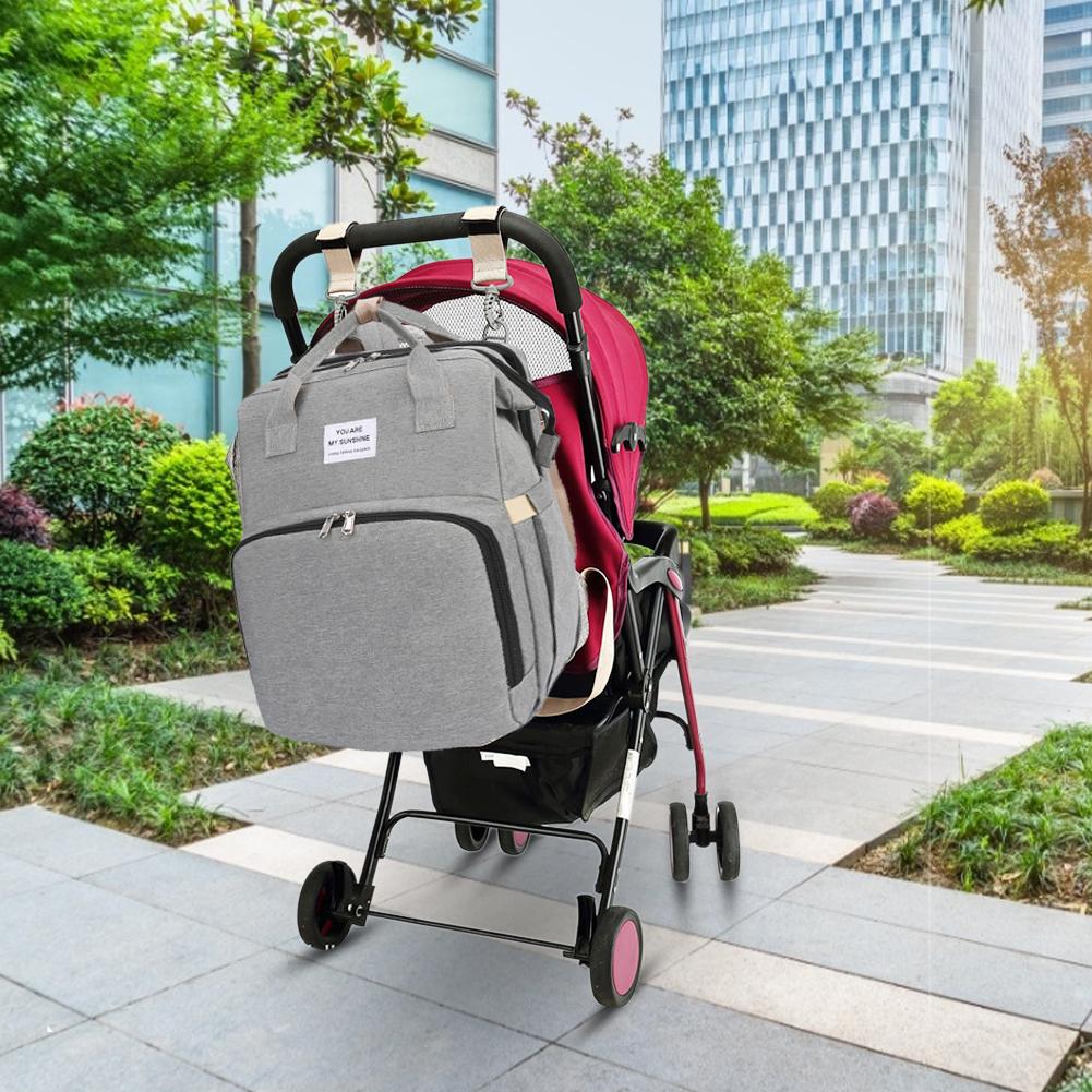 Multifunktionel seng pusletaske folde baby rejse stor kapacitet rygsæk baby seng puslebord puslepuder