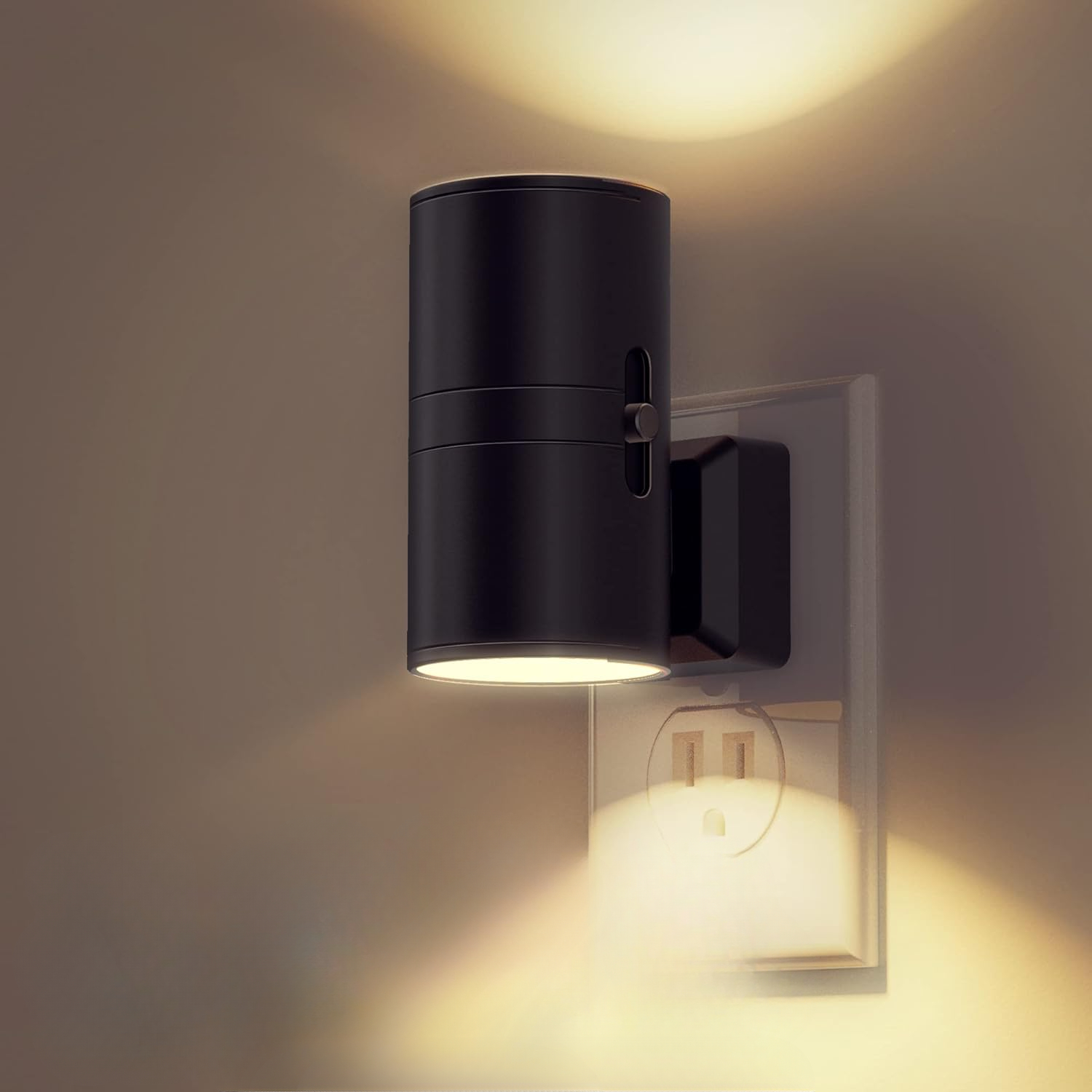 Luz LED nocturna cilíndrica enchufable lámpara de pared moderna Sensor brillo ajustable luces nocturnas regulables para pasillo dormitorio: Azul / UE