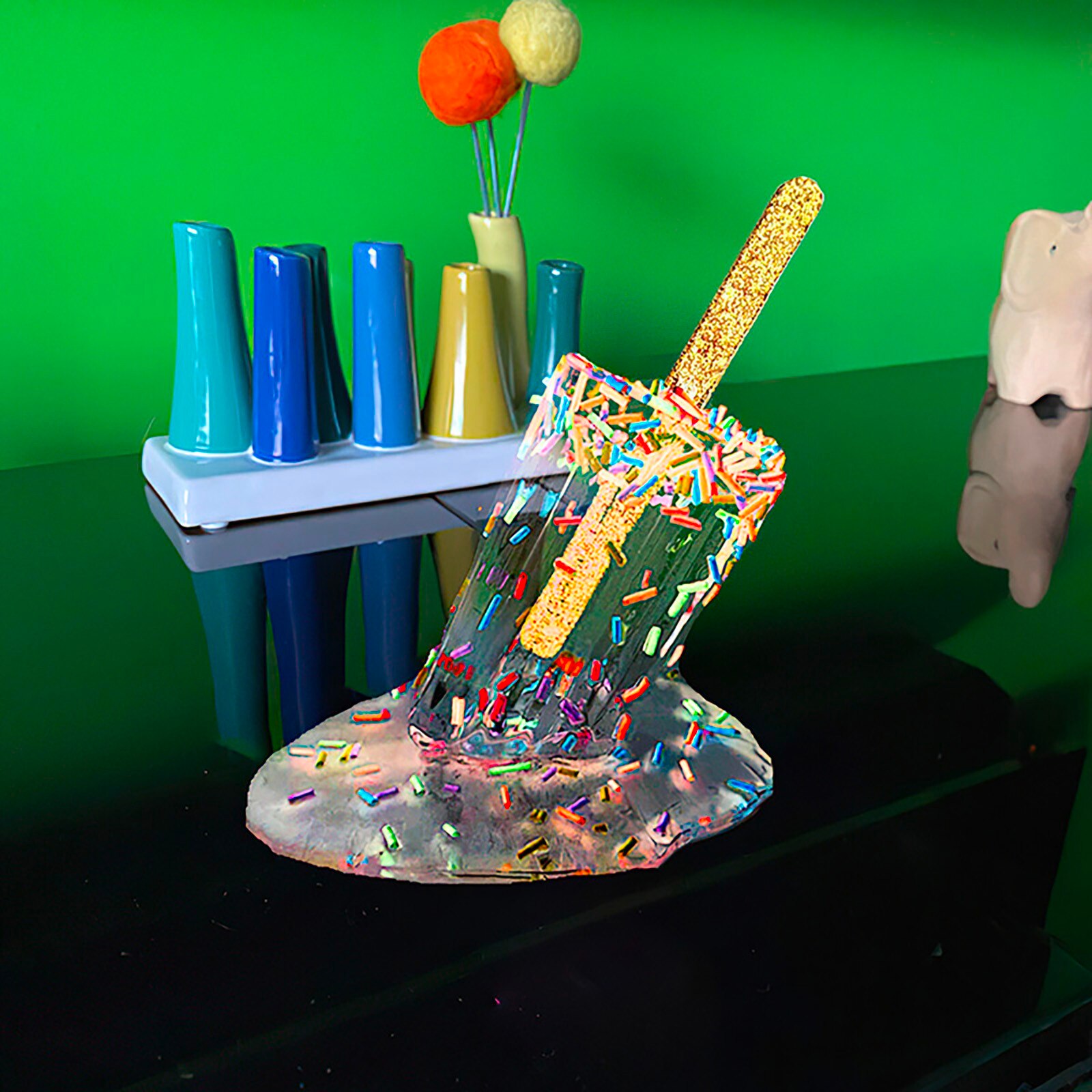 Sculpture de Popsicle en résine transparente, décoration de maison, artisanat Miniature, accessoires de crème glacée, décor de jardin