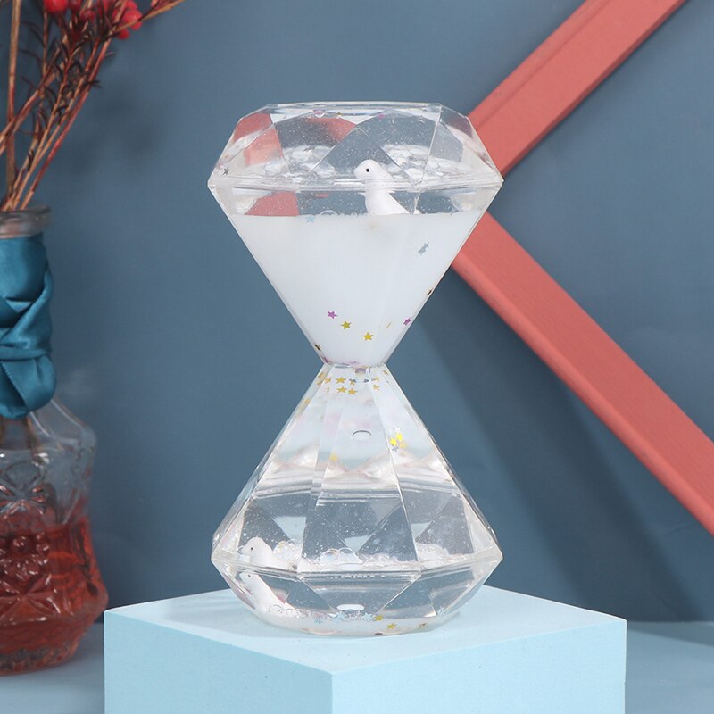 De Diamantes reloj de arena temporizador de descompresión fuga de aceite de cristal gota de aceite acrílico artesanía: WT