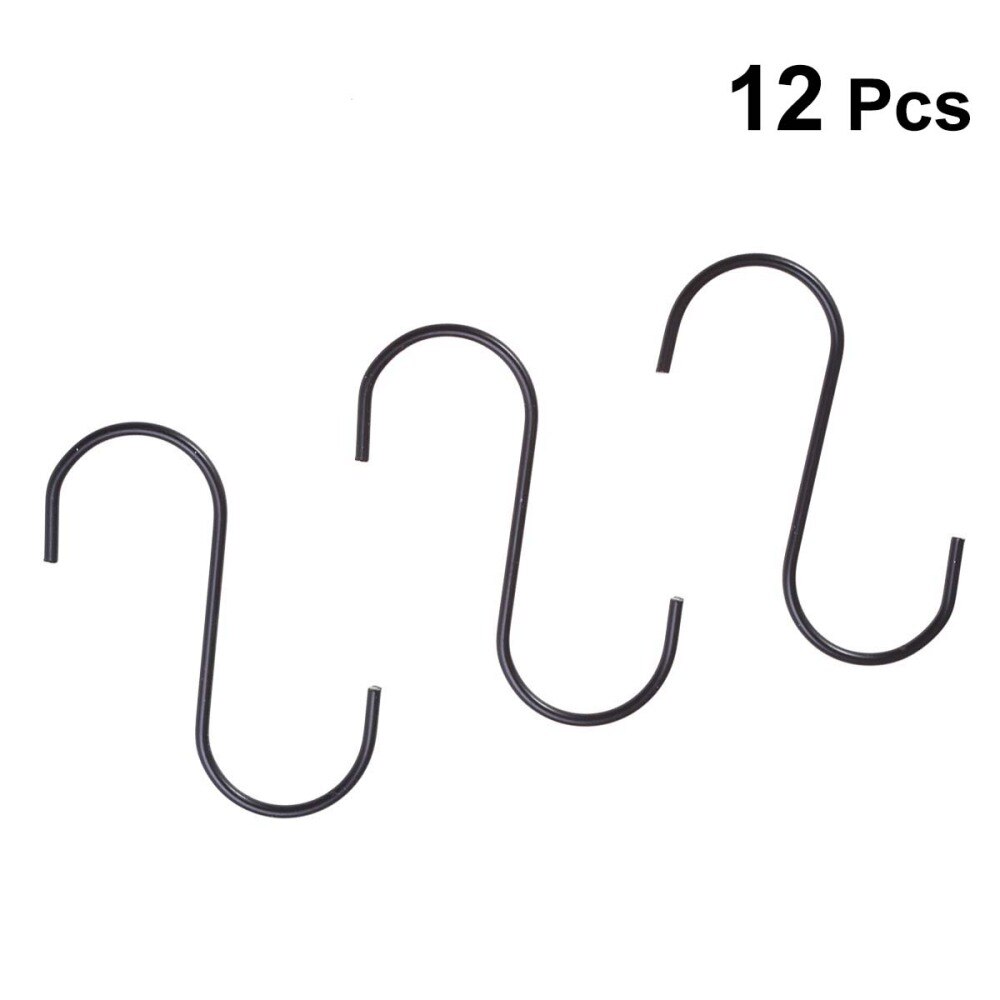 12 Stuks Rvs S Haken Keuken Roestvrij S Type Haken Hangers Voor Opknoping Pannen Cups Tassen Handdoeken (Zwart): Default Title