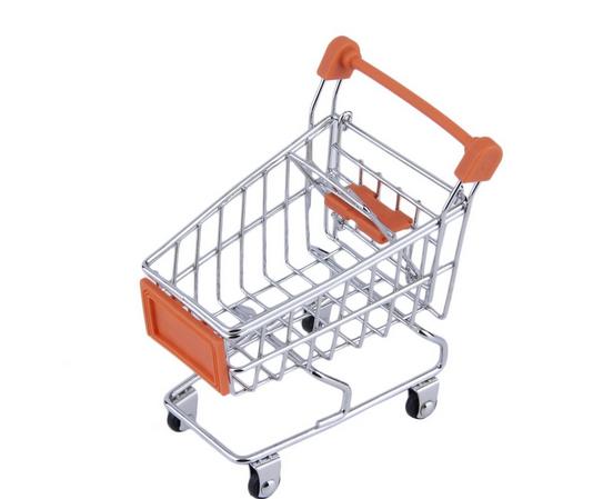 carro supermercado de bebé carrito de juguete de almacenamiento Mini carrito de compras plegable cesta de juguetes para niños 9 colores: Orange