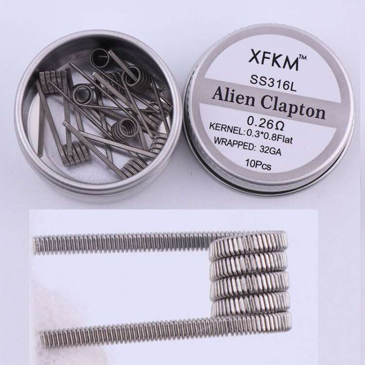 XFKM a1 316 Piatto Filo Ritorto Fused Clapton Bobine Alveare Premade Filo Avvolto Alien Mix Torsione Quad Tigre Riscaldamento Rda bobina: alien 0.26 316l