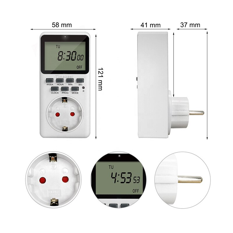 Digital Timer Switch EU Kitchen Timing Socket Large Screen Switch Smart 12/24 Hour Cyclic Program Wireless Electronic Switches