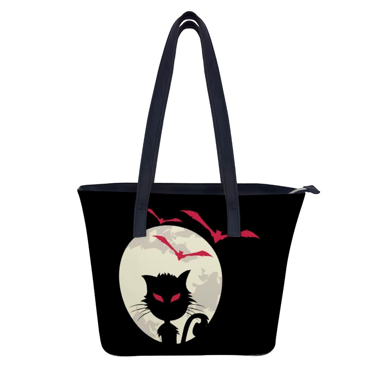 Sac à main en cuir de plage réutilisable, sac à bandoulière de chat drôle, poignée à la , sac de Shopping pour fille: white-style1-13