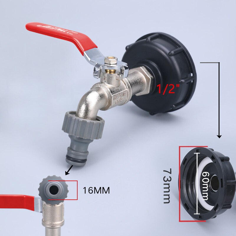 IBC Tank Alloy Tap Adapter S60x6 Coarse Thread Valve Fittings Garden Hose Connector Replacement Metal Drain tool: 7
