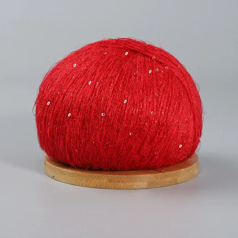 50 g Spitzen-Mohairgarn mit Pailletten, Häkel-Strickgarn mit Lurex, modische Baby-weiche zur Seite fahren-Schal-Nadelgarn mit Schlaufen: Schwarz