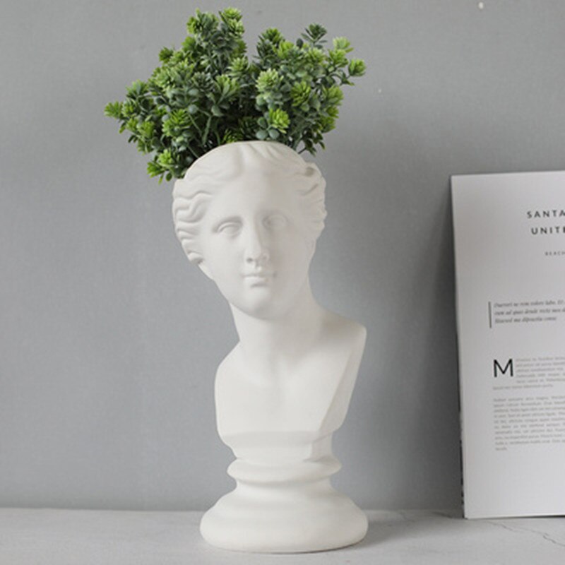 30CM Roman Mythology Venus Head Portraits Vase Bedroom Figure Statue Flower Arrangement Nordic Ornaments Flower Pot X1524