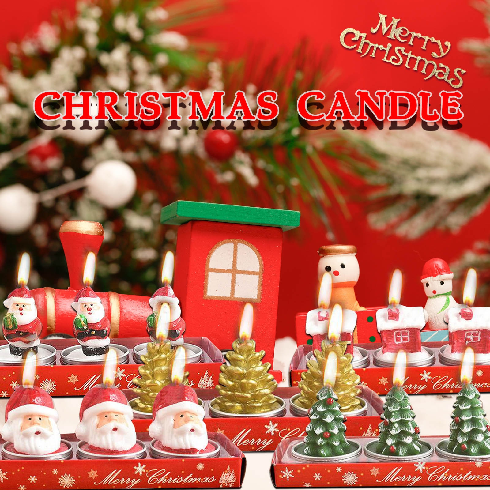 3pcs/set Christmas Candles Santa House Snowman Christmas Tree Paraffin Candles Wedding Home Party Candles Decor Light #YL5
