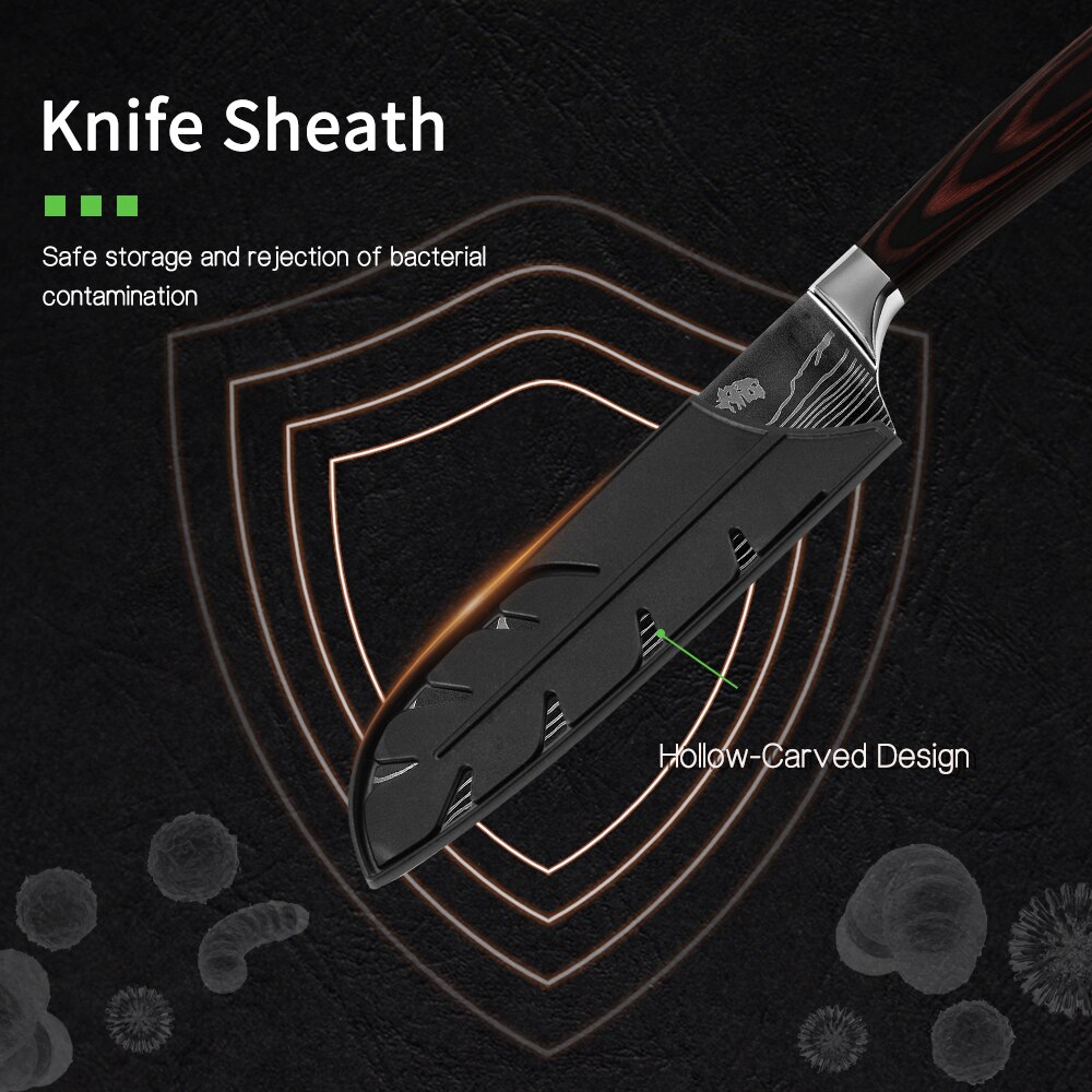 QING Kitchen Knife Set Non-stick Chef Knives Set High Carbon Stainless Steel Cooking Paring Cutting Slicing Cleaver
