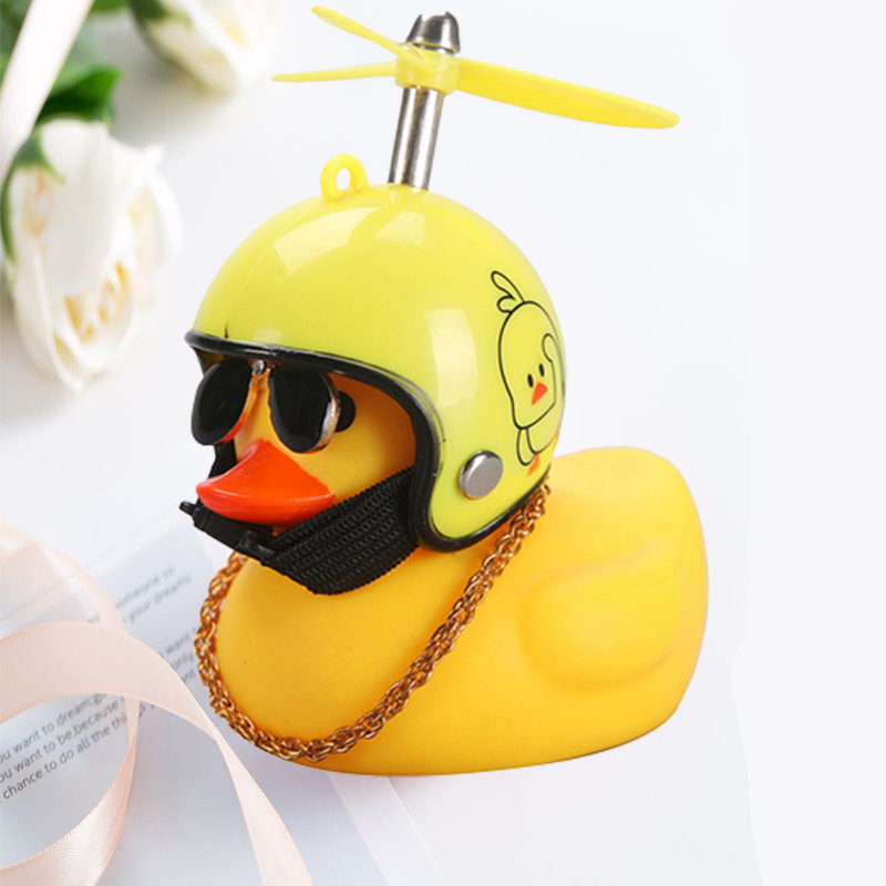 Pato de coche con casco, colgante de viento roto, pato amarillo pequeño, Motor de bicicleta de carretera, casco, accesorios de ciclismo sin luces: Negro