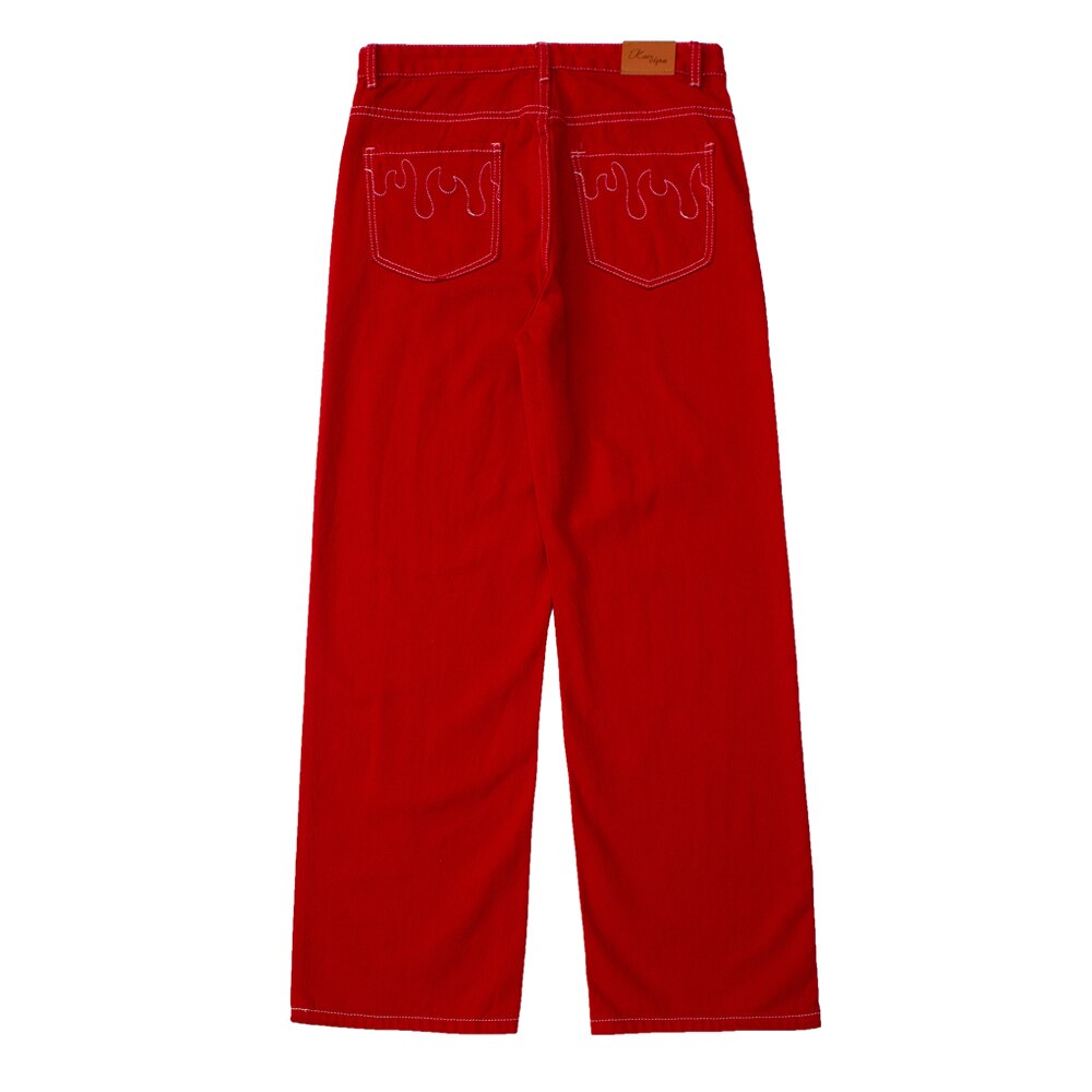 Stitch denim bukser herre high street wide leg bukser streetwear løse jeans casual bukser mænd